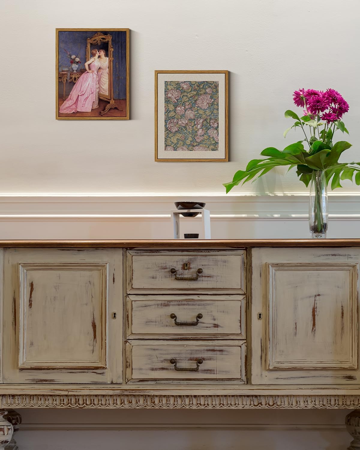 VIYYIEA Framed Canvas Wall Art Home Decor Humorous Wall Art for Living Room Vintage Portrait Art Oil Painting Picture Woman Portrait Home Office Decor Bedroom Wall Decor -Self-love 8x10in