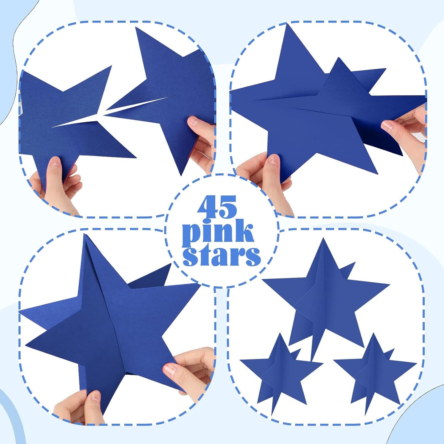 45 Pcs 3D Star Centerpieces Movie Night Decorations for Table in 3 Sizes Hanging Supplies for Red Carpet Film Show Theme Birthday New Year Party First Day of School Table Decor(Navy Blue)