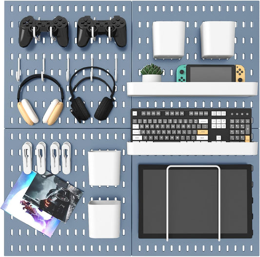 Pegboard Combination Kit, 25.2" x 25.2" Wall Mounted Storage Set with 4 Pegboards & 20 Accessories Hanging, Peg Boards Organizer