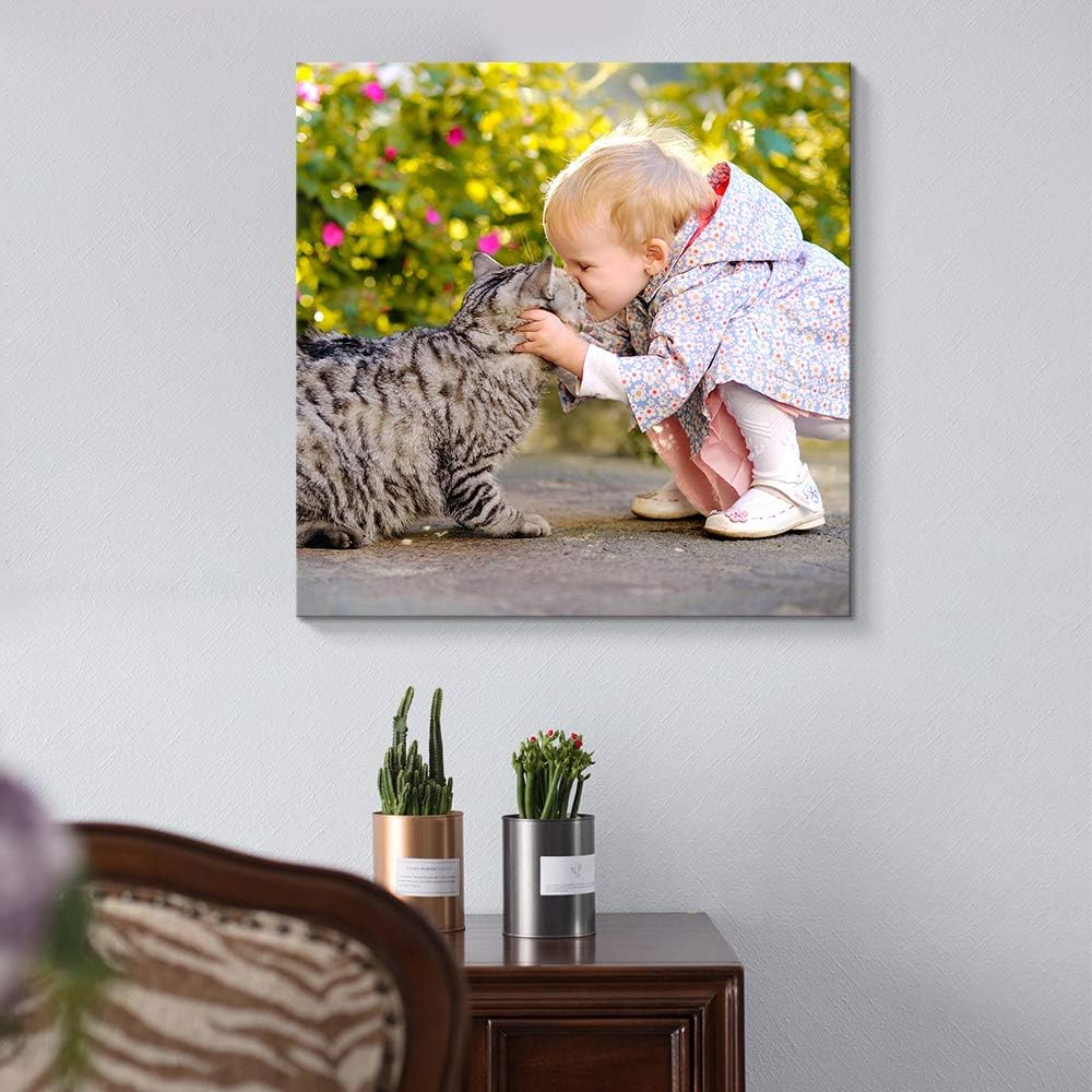 NWT Custom Canvas Prints with Your Photos for Pet/Animal, Personalized Canvas Pictures for Wall to Print Framed 16x16 inches