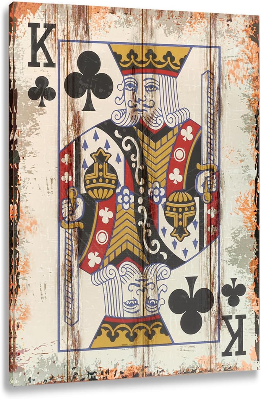 Poker Canvas Wall Art Print King of clubs Game Room Wall Art Print Wall Decor Prints Poster With Framed
