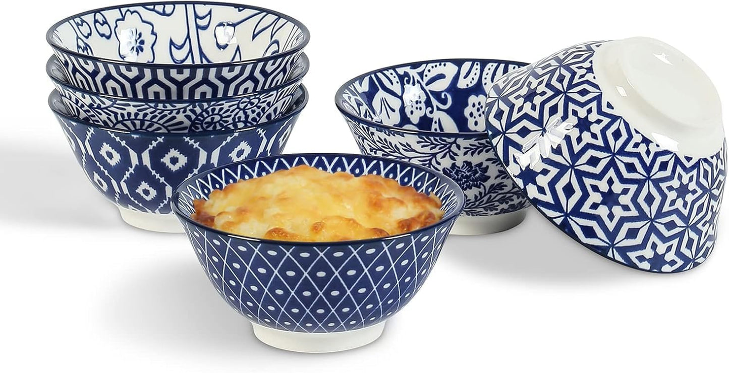 Selamica Ceramic Mini Bowl Set, 4 oz Dipping Bowls for Snack Side Dishes Condiment, Set of 6, Vintage Blue