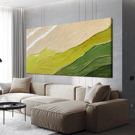 Abstract Wall Art Canvas Art Wall Decor Modern Green Wall Art Prints Picture for Living Room White Minimalist Wall Art Decor Vivid Chromatic Waves Artwork for Walls Bederoom Office Decor 20" X 40"