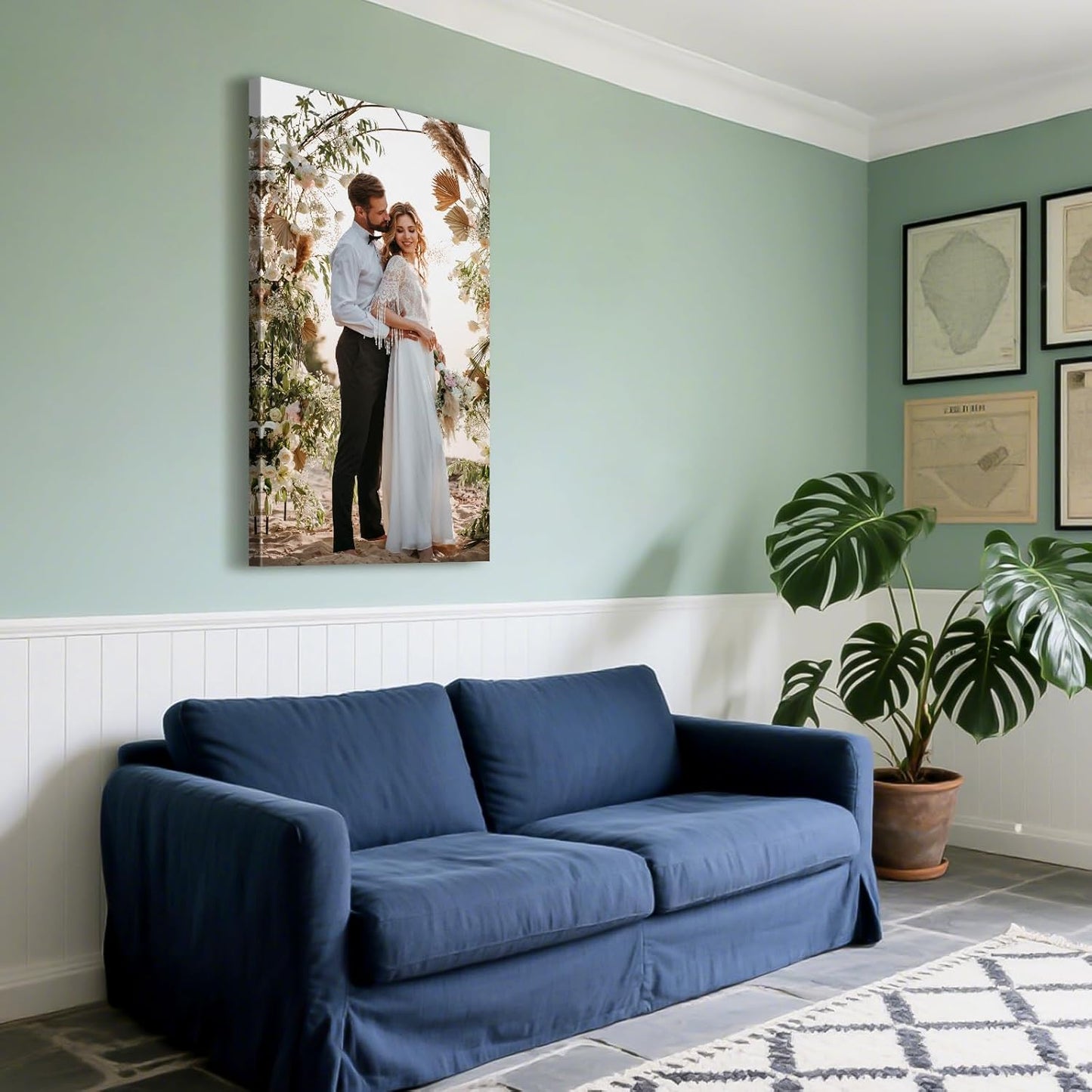 Custom Canvas Prints with Your Photos - Personalized Pictures Print, Customized Photo Gifts, Wall Art Poster Canvas Printing for Wedding, Family, Baby, Pets, Home Office Decor, Wrapped Frame 20x36