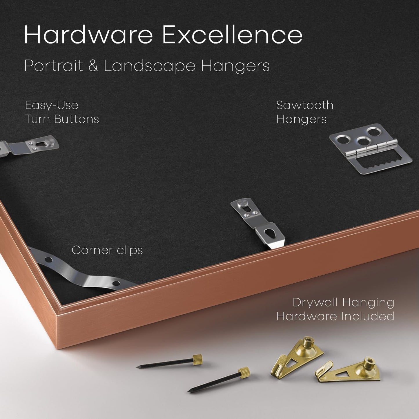 Homeforia 20x28 Frame Rose Gold, High End Metal 20x28 Poster Frames with Mat 14x22 inch Photo, 20 x 28 Rose Gold Picture Frame Matted to 14 by 22 Print, 28x20 Frame, Tempered Glass, Wall Kit, Set of 1