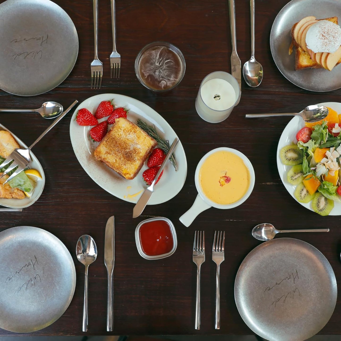 Silverware Serving Set 5-Piece Mirror Polished Stainless Steel Flatware Thick Handle Hexagon Cutlery Serving Utensils Set