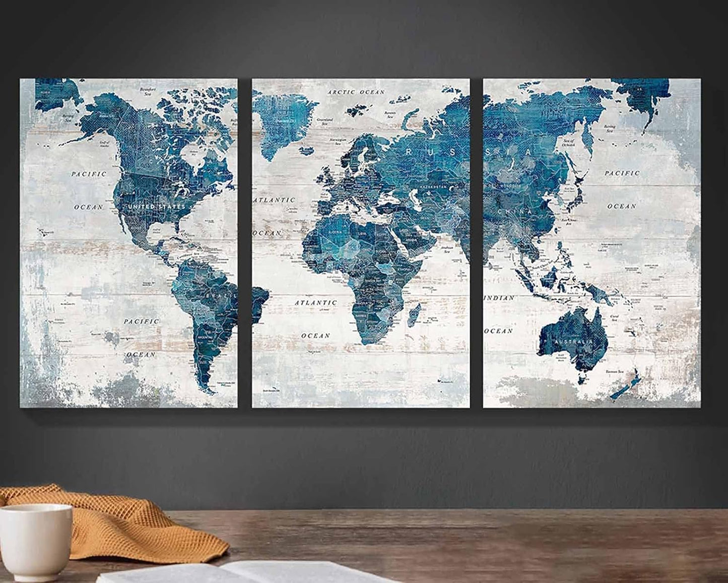 Office Wall Decor Large Wall Art for Living Room Canvas World Maps Framed Artwork for Walls Picture Paintings for Home Wall Decorations