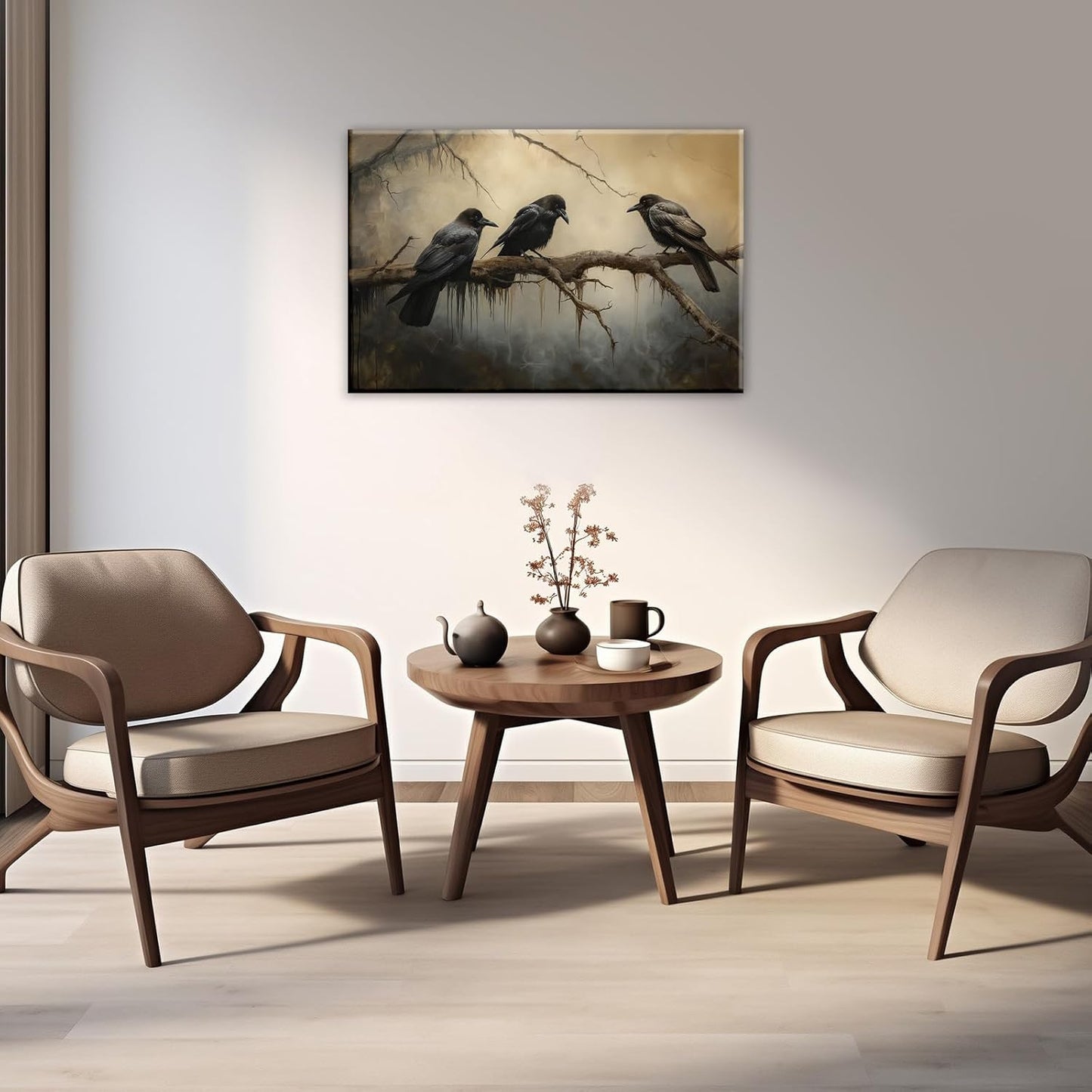 OAAPITI Halloween Decor Vintage Crow Wall Art Retro Art Poster Creepy Raven Picture Print Horrid Cemetery Painting Artwork Home Wall Decor(Artwork-4,16"x24")