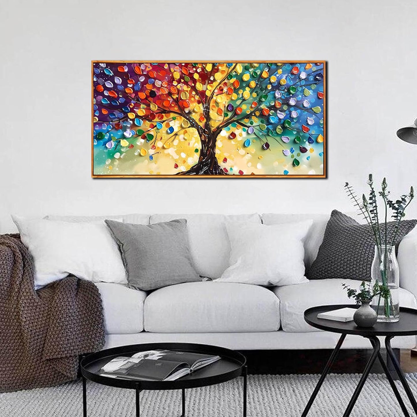 ZHAOSHOP Colorful Tree Wall Art for Living Room - Abstract Canvas Wall Art for Office - Framed Modern Wall Art for Bedroom Size 20" x 40"
