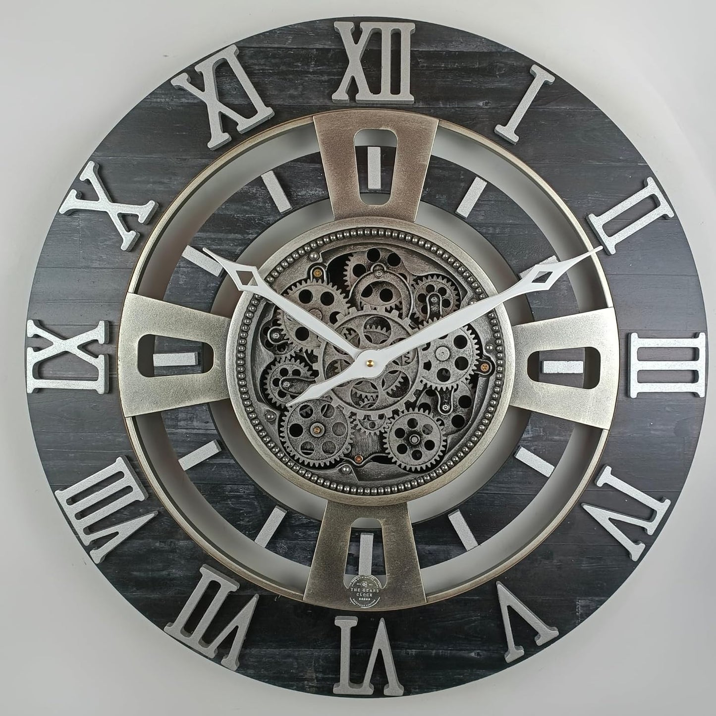 The Gears Clock Real Moving Gear Wall Clock England Line (Vintage Black, 24 inches (60 cm))