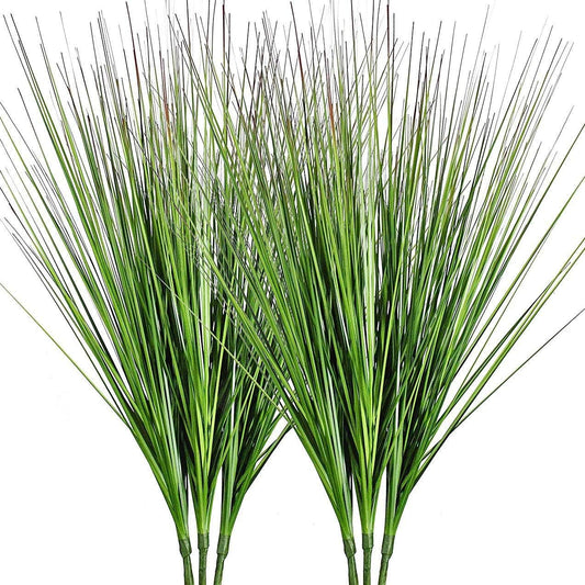 27" Artificial Plants Onion Grass Greenery Faux Fake Shrubs Plant Flowers Wheat Grass for House Home Indoor Outdoor Office Room Gardening Indoor Décor 6 Pack