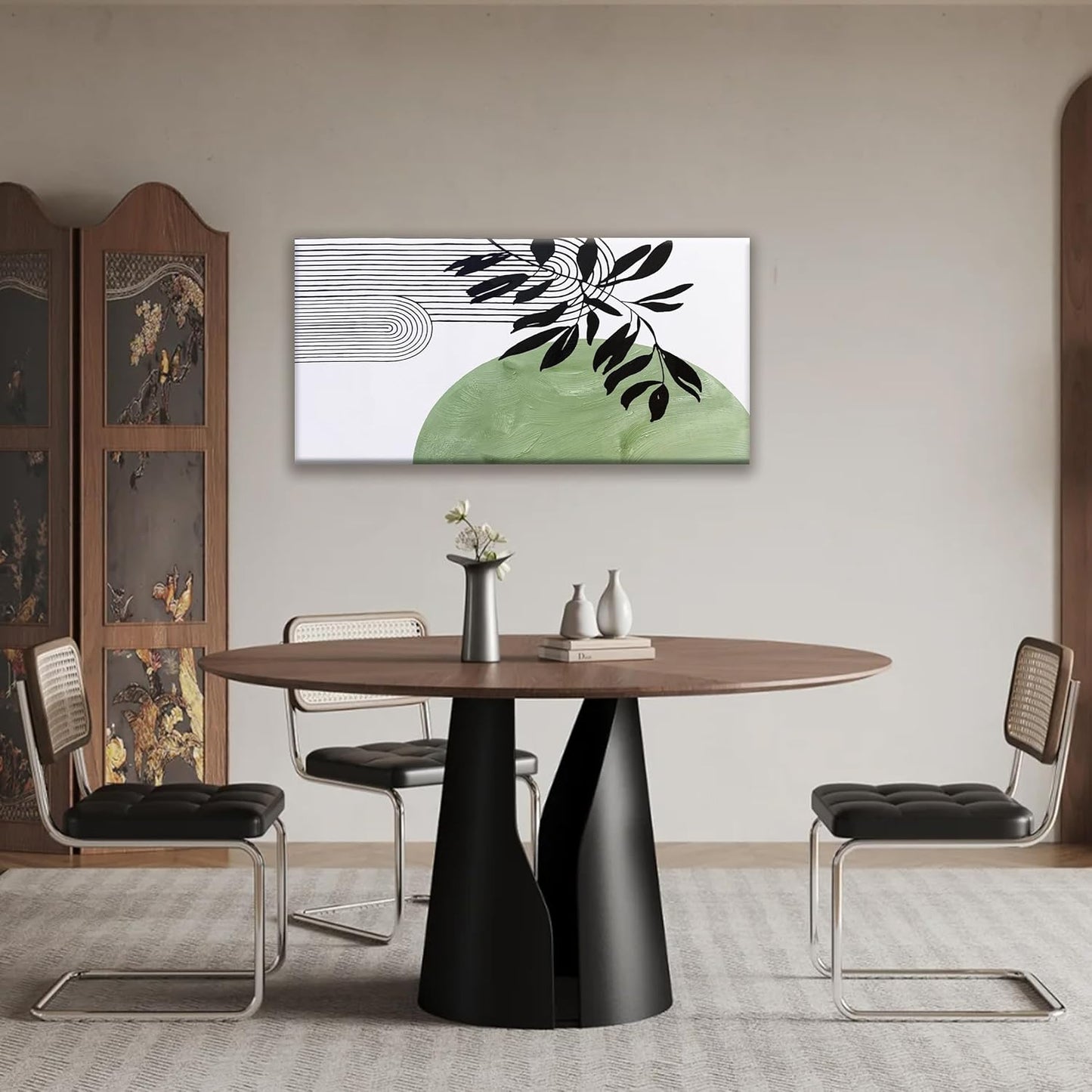 TAIJXAGSG Abstract Boho Green Wall Art Modern Canvas Art Wall Decor Artwork Abstract Wall Decor Minimalist Canvas Painting Prints Picture For Bedroom Bathroom Office Wall Artwork 20"X40"