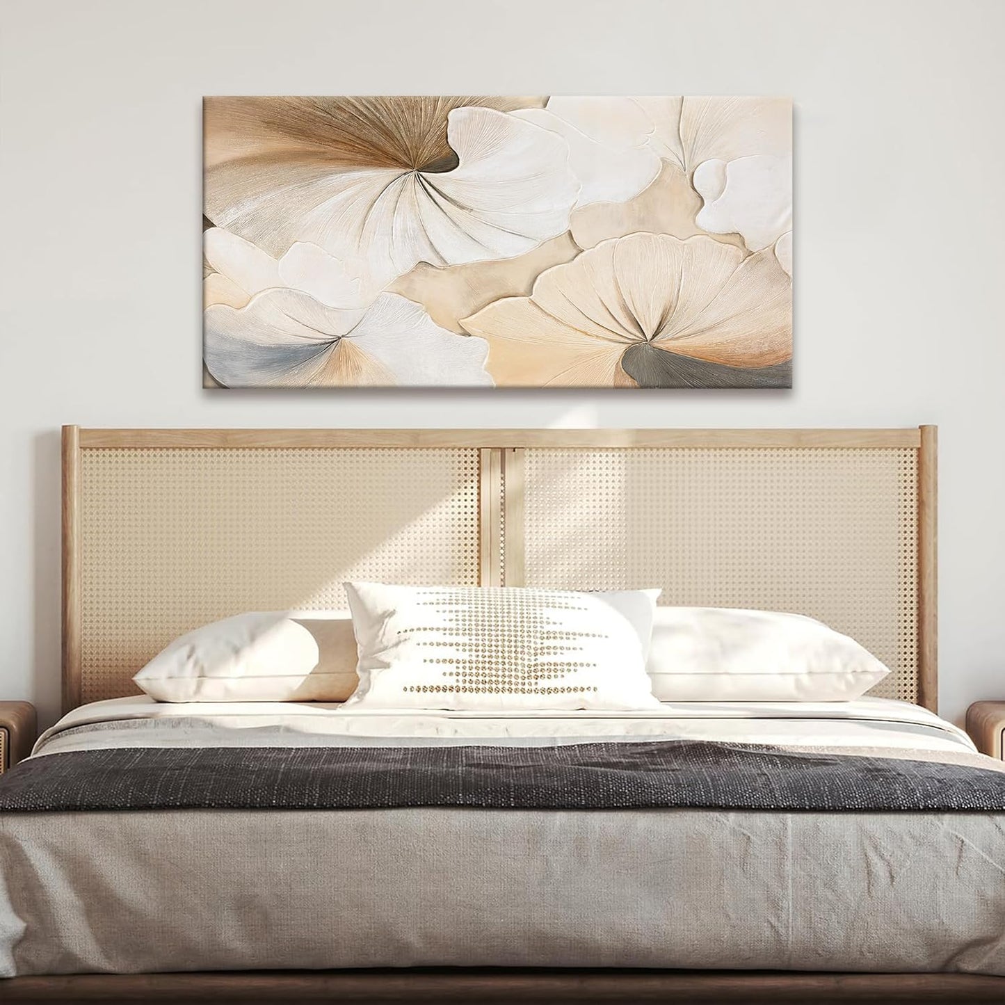 Suconvng Canvas Art Wall Decor Modern Minimalist Wall Decor Abstract Flower Paintings Brown White Flower Wall Art Prints Floral Art Pictures For Bedroom Kitchen Office Artwork 20"×40"