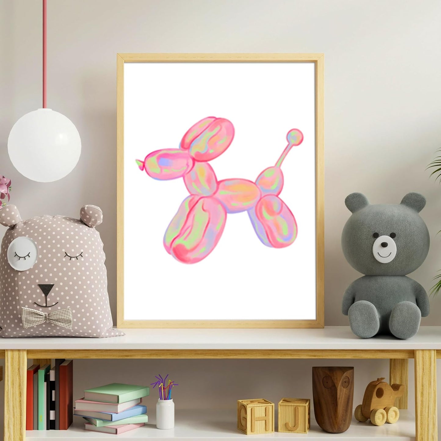 Pink Preppy Wall Art Posters Set of 3 Trendy Cute Balloon Dog Cherry Canvas Prints Modern Colorful Abstract Aura Painting Retro Pop Decor Positive Picture for Living Room Bedroom 12x16in Unframed