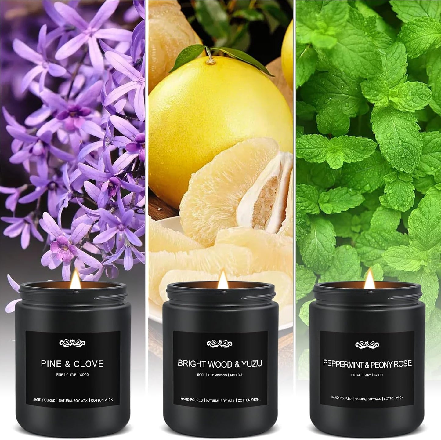 JXDLSQ 6 Pack Candles for Home Scented Aromatherapy Candles Gifts Set for Men, Men Candle Set, 42 oz 300 Hour Long Lasting Candles, Gifts for Mens, Birthday, Anniversary Present