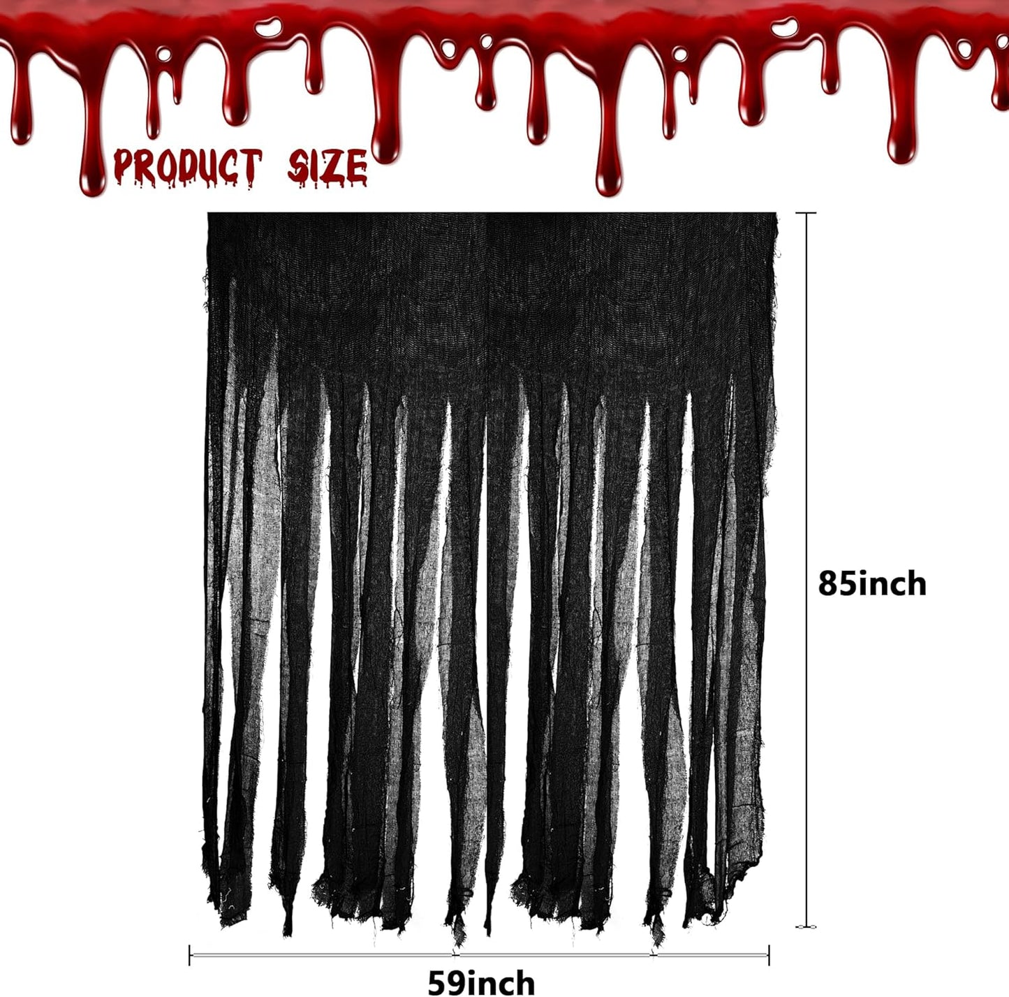 Sfcddtlg 2 Pcs Halloween Door Curtain Decorations - 85 x 59 Inch Black Creepy Doorway Curtain - Scary Spooky Curtain Cloth for Halloween Party Haunted House Decoration