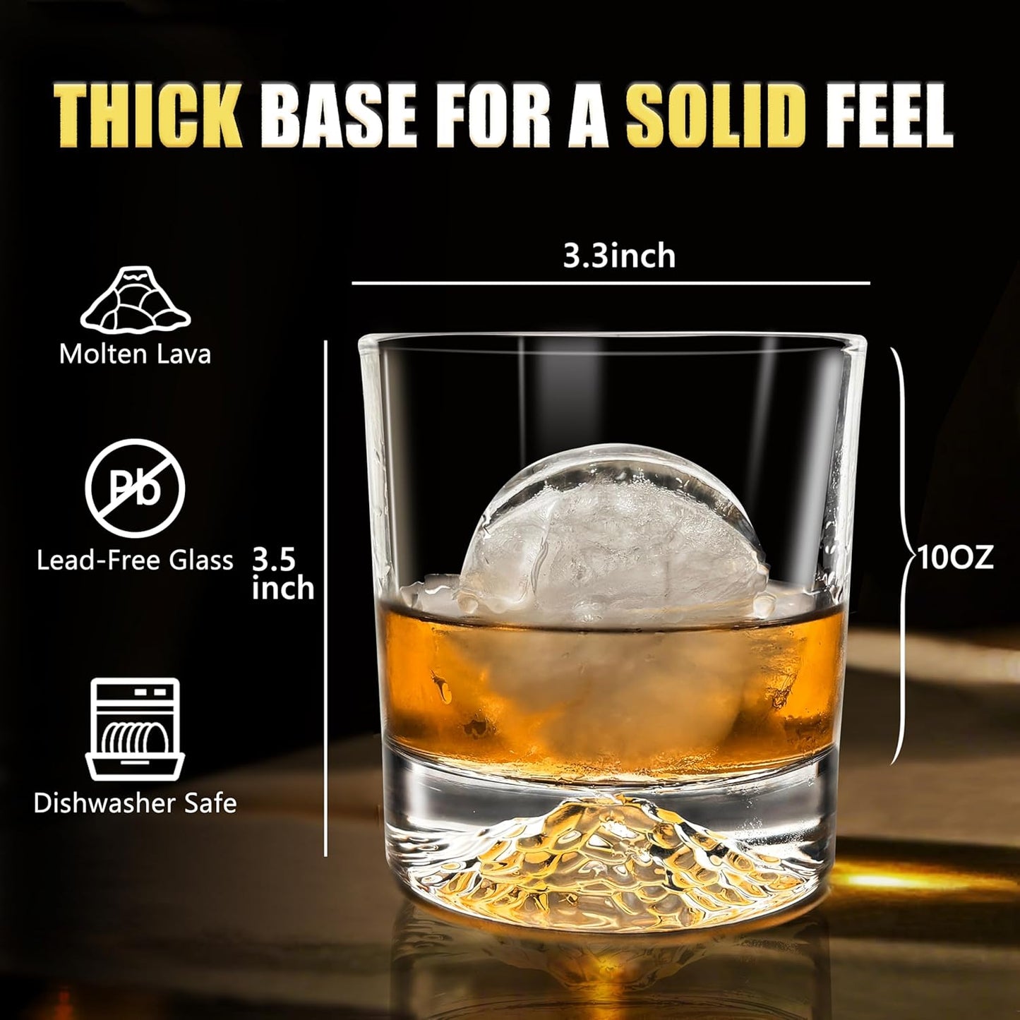 Crystal Whiskey Glasses Set of 2 – 10 OZ Designer Old Fashioned Rocks Glass for Scotch, Bourbon, Rum and Cocktail Drink – Luxury Gift for Men