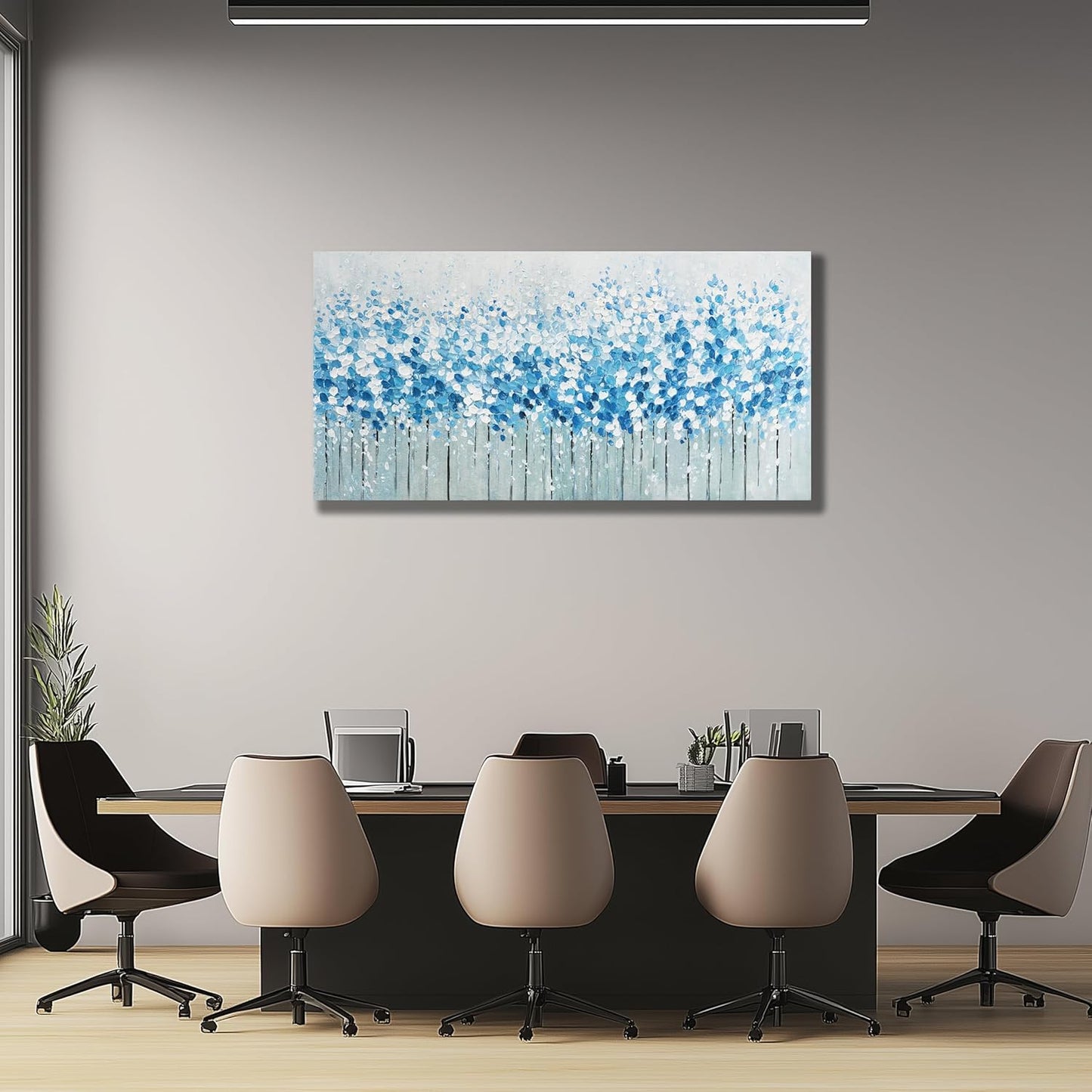 Belmrxne Abstract Art Wall Decor Blue and White Canvas Painting Modern Minimalist Artwork for Living Room Bedroom Dining Room Office Home Decor 24x48 inch