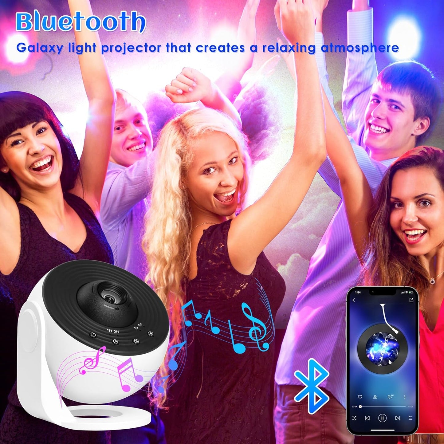 Galaxy Projector for Bedroom Pro Version, HD 12 in 1 Film Discs Star Projector Galaxy Light, Planetarium Projector with Timer, White Noise, 360 ° Rotation, Bluetooth, Remote Control