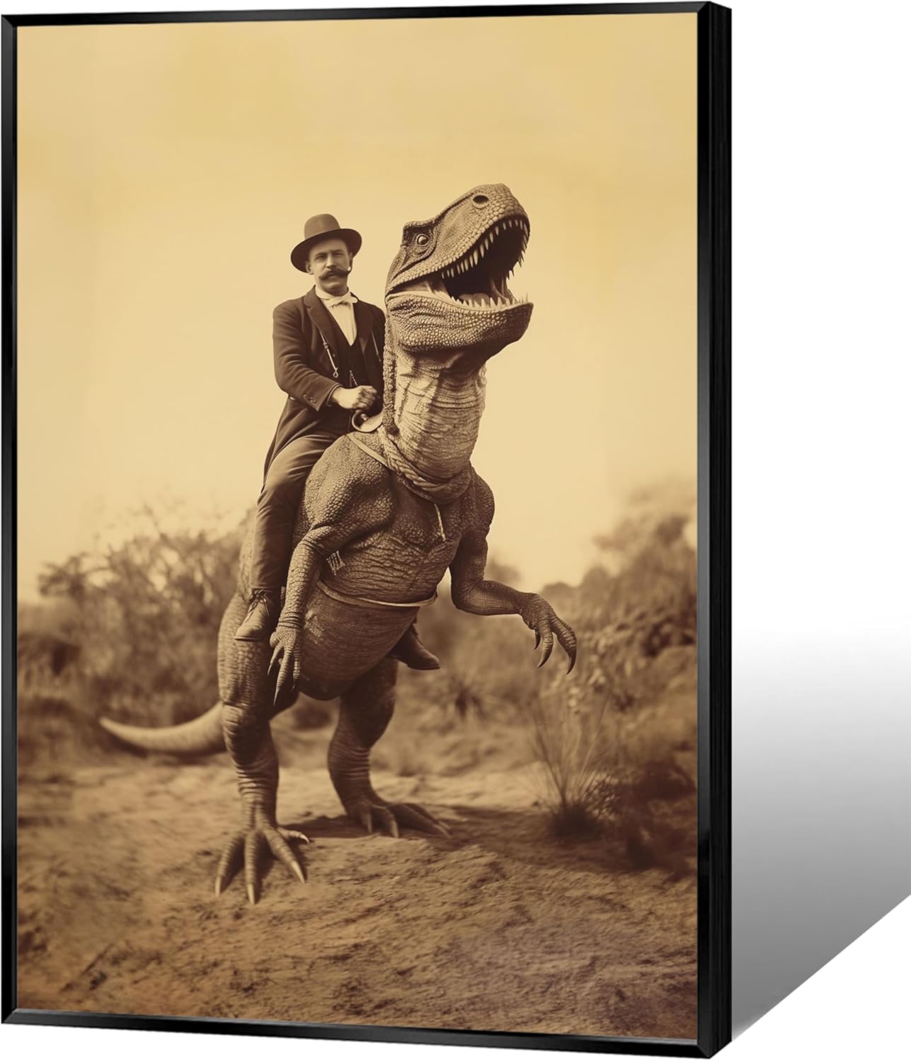 Generic Goth Decor Antiqued Wicca Art Poster Dark Academy Dinosaur And Cowboy Canvas Wall Art Horror Posters Spooky Indoor Art Family Bedroom Office Space Decor 12X16inch Aluminum Framed