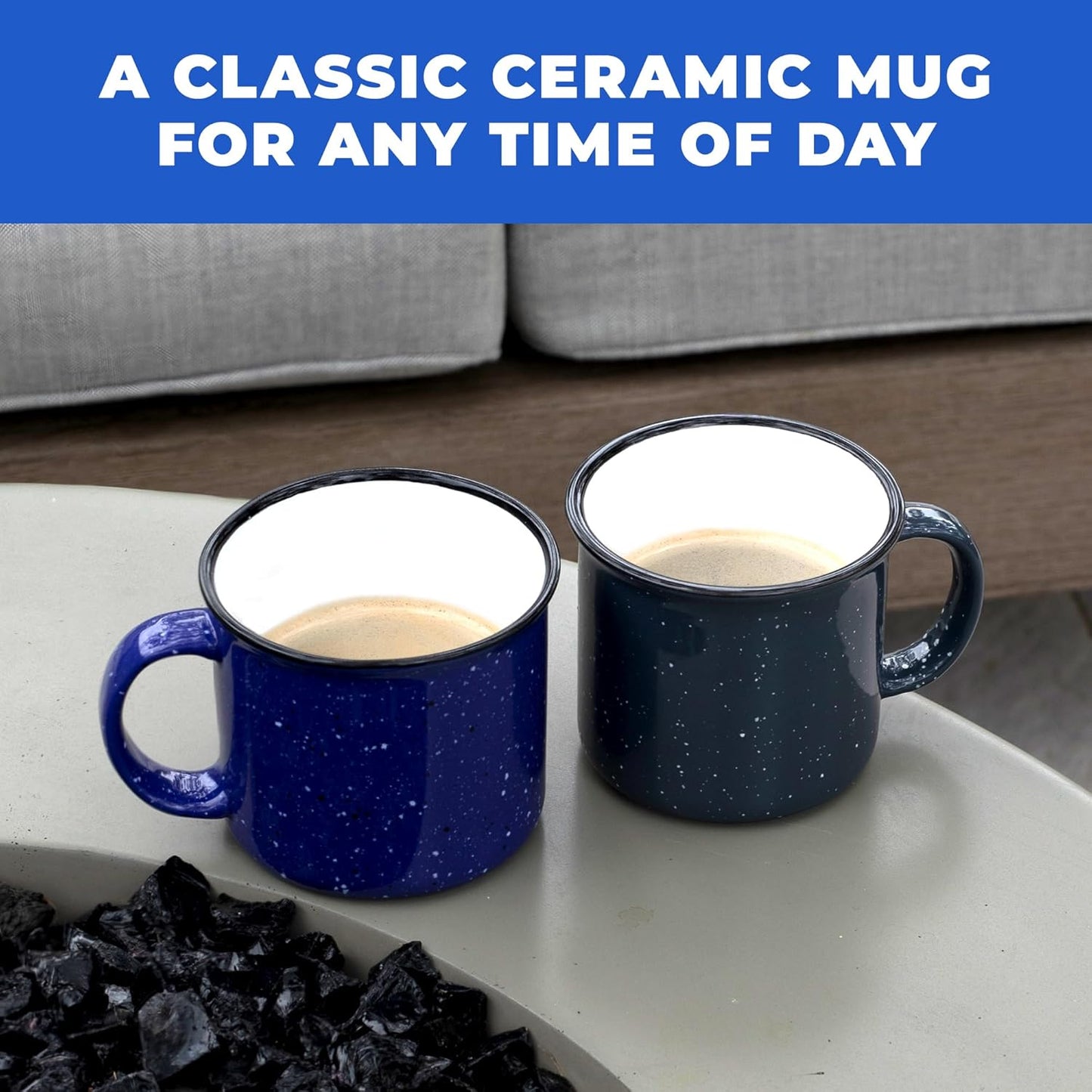 Set of 8 Ceramic Campfire Mugs – 15 Oz, Purple – Coffee & Tea Cups for Home, Work, Travel, Camping – Customizable, Great for DIY, Events, Companies