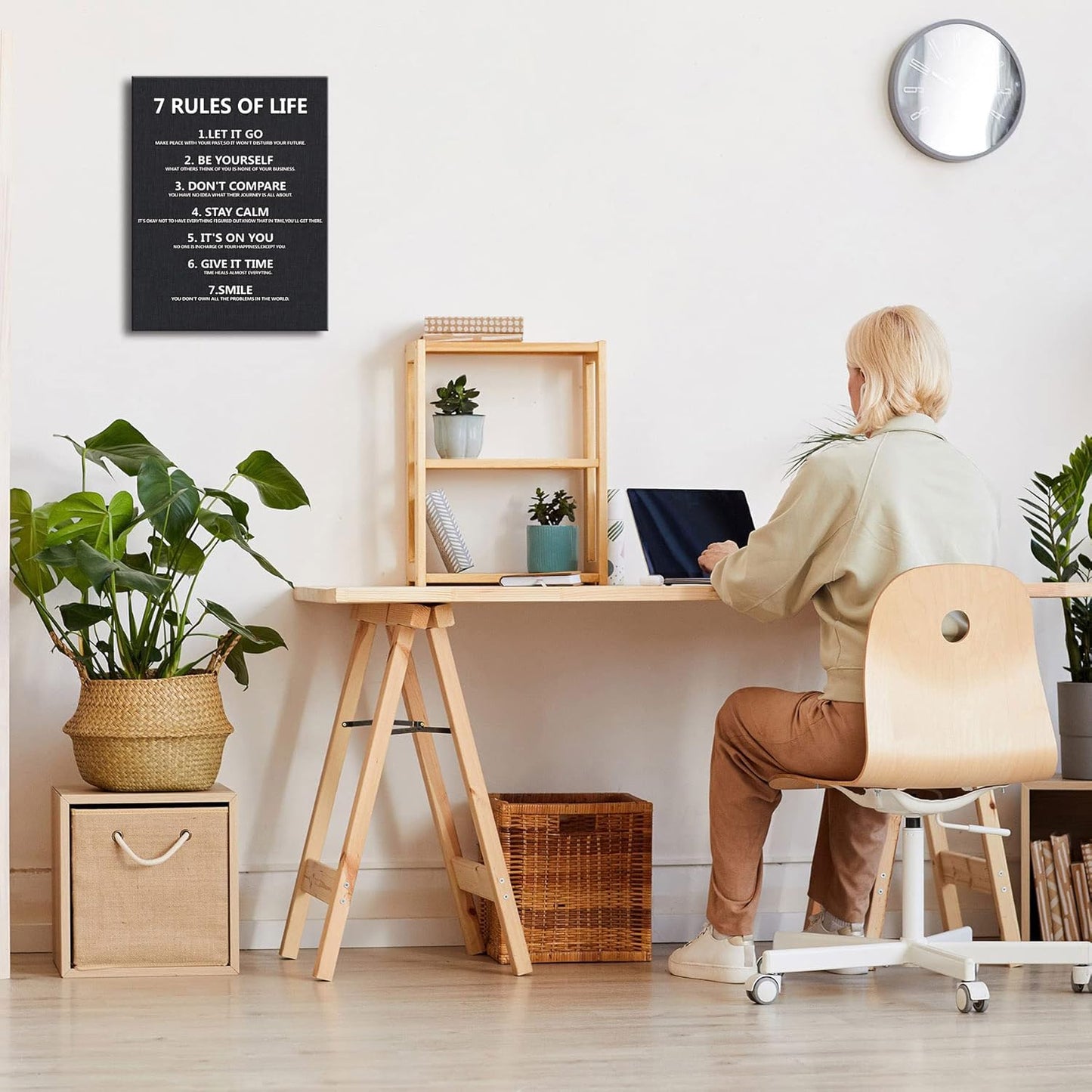 7 Rules of Life Wall Art Motivational Inspirational Poster Printed on Canvas Wall Decor for Living Room or Office Canvas Prints For Bedroom or Home Art Decoration Positive Wall Art for Office Ready to