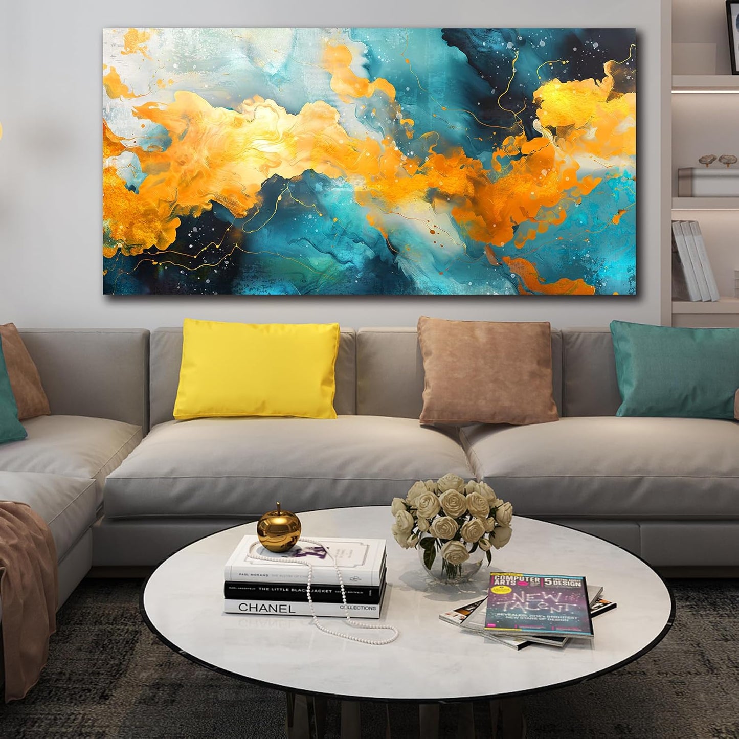 LAOTOART Colorful Wall-Art - Large Abstract Canvas Wall-Art - Paintings for Wall Decorations Ready to Hang Size 29" x 59"