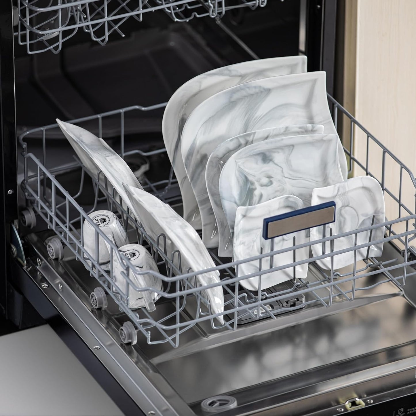 MALACASA Marble Grey Dinnerware Sets, 30-Piece Porcelain Dinnerware Set, Modern Plates and Bowls Set with Dinner Plate, Dessert Plate and Salad Pasta Bowl, Cup and Saucer, Service for 6, Series Elvira