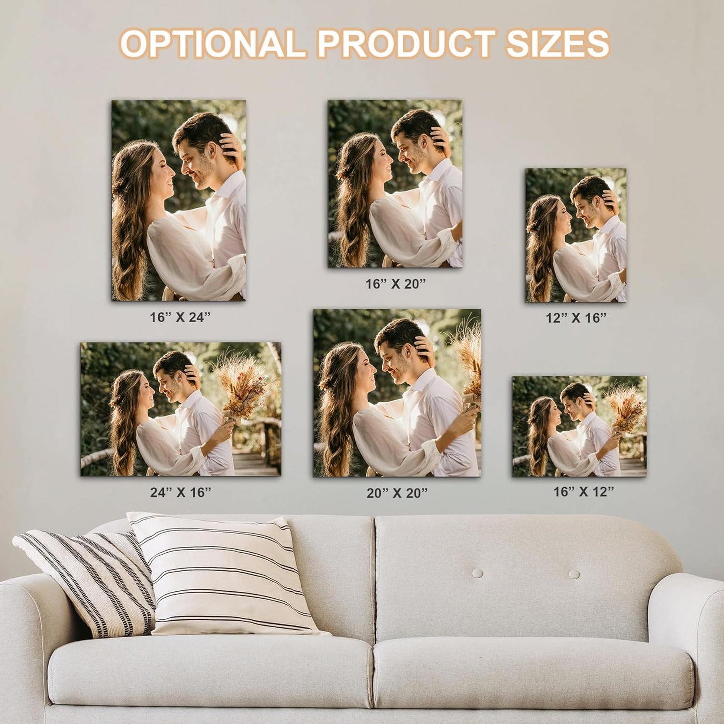 WayToLight Custom Canvas Prints with Your Photos Framed Personalized Picture Canvas Prints Wall Art Ideal for Home Decor Christmas Family Gifts (24" x 24")