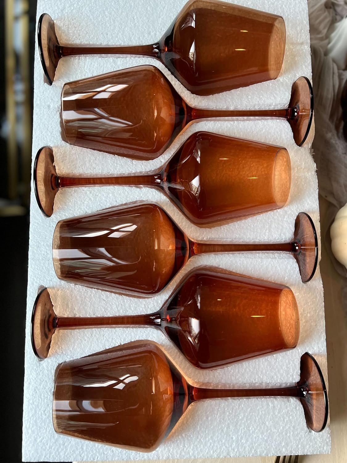 Saludi Original Dark Orange Leaf Wine Glasses, 16.5oz (Set of 6) Stemmed Single Color Rust Terracotta- Great for All Wine Types and Occasions or Gifts - Luxury, Durable, Hand-Blown