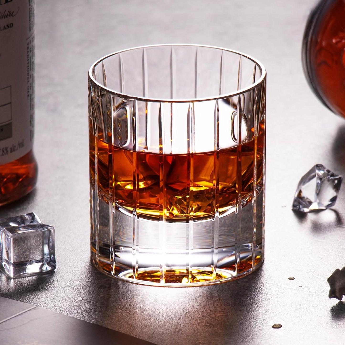 KAMMAK Crystal Whiskey Glasses Set of 2, Handcrafted 6.43oz Old Fashioned Glasses Stemless, Luxury Hand Blown Cocktail Glasses, Scotch Cup for Women, Men Gift for Bourbon Barware, Home Bar