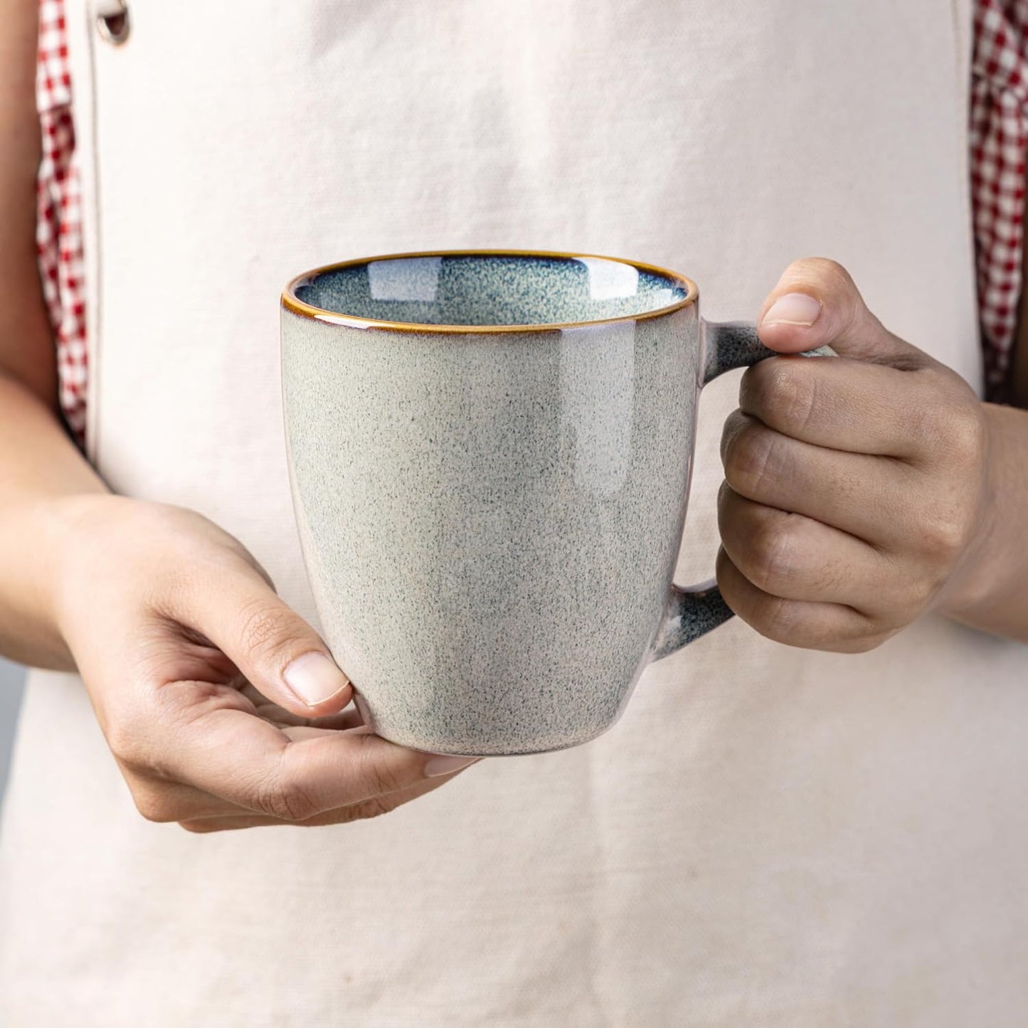 GBHOME Ceramic Coffee Mugs Set of 4, 12oz Stoneware Coffee Mugs Set For Dad Mom Women MEN, Light Weight Coffee Cups for Latte/Tea/Beer/Hot Cocoa, Dishwasher & Microwave Safe