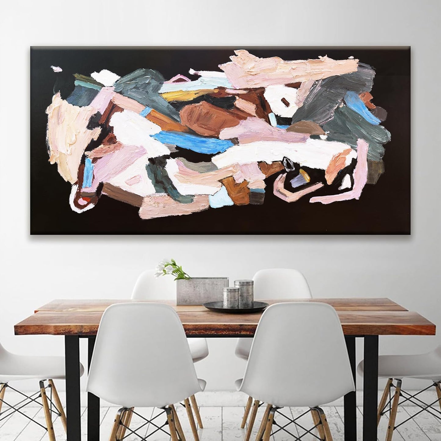 TAIJXAGSG Large Black Abstract Wall Art For Living Room Decor Grunge Room Canvas Art Wall Decor 29" X 58" Painting Colorful Wall Art Line Art For Bedroom Home Office Dining Room Wall Decorations