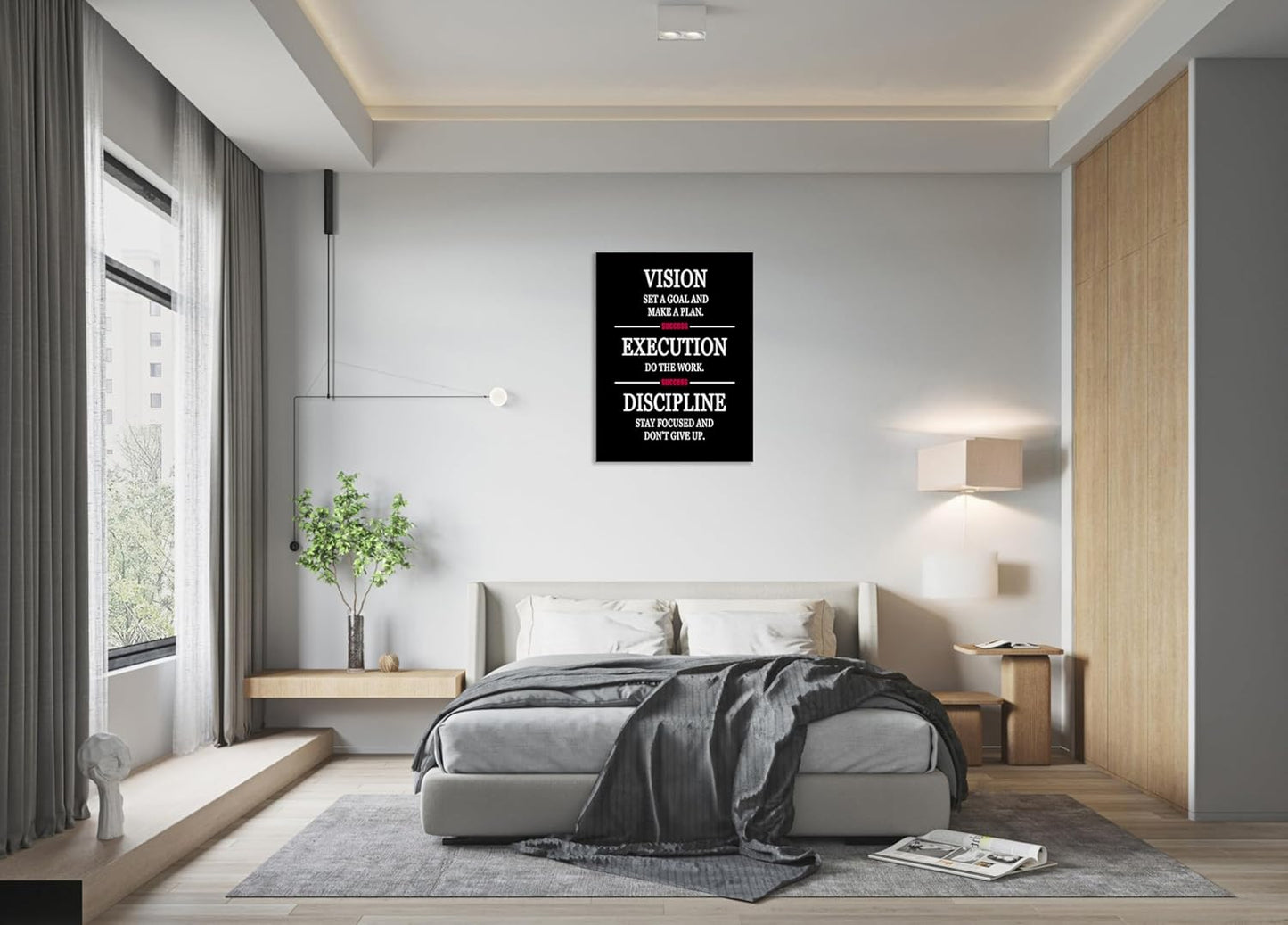 Motivational posters Formula for Success is VISION EXECUTION DISCIPLINE Inspirational Wall Decor Printed Canvas Poster for Company Office Bedroom Living Room Framed Ready to Hang[30" W X 40" H]