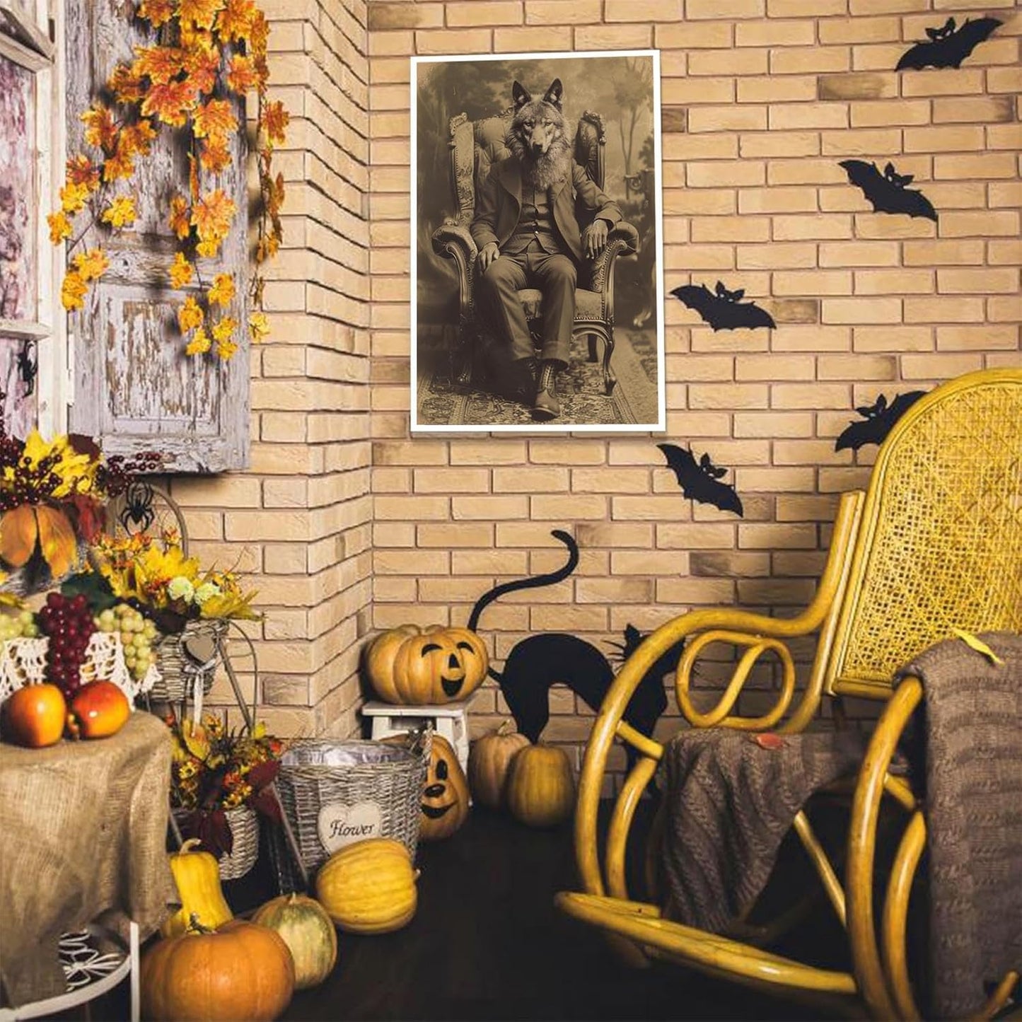 Werewolf Vintage Shoot Art Poster Print Canvas Wall Art Ideal for Dark Academia Gothic Occult Decor Living Room Bedroom Office Posters Decorations Creepy Picture 24X36inch Unframed