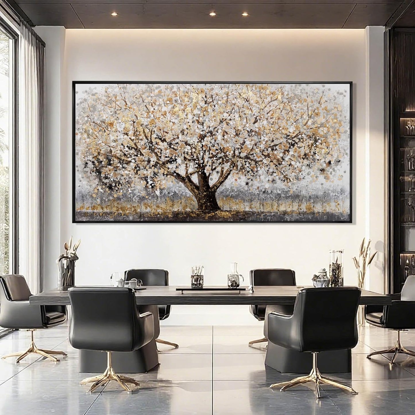 Brown and White Framed Wall Art Floral Wall Prints Botanical Wall Decor Nature Wall Posters 24"x48" Pictures for Bedroom Kitchen Artwork