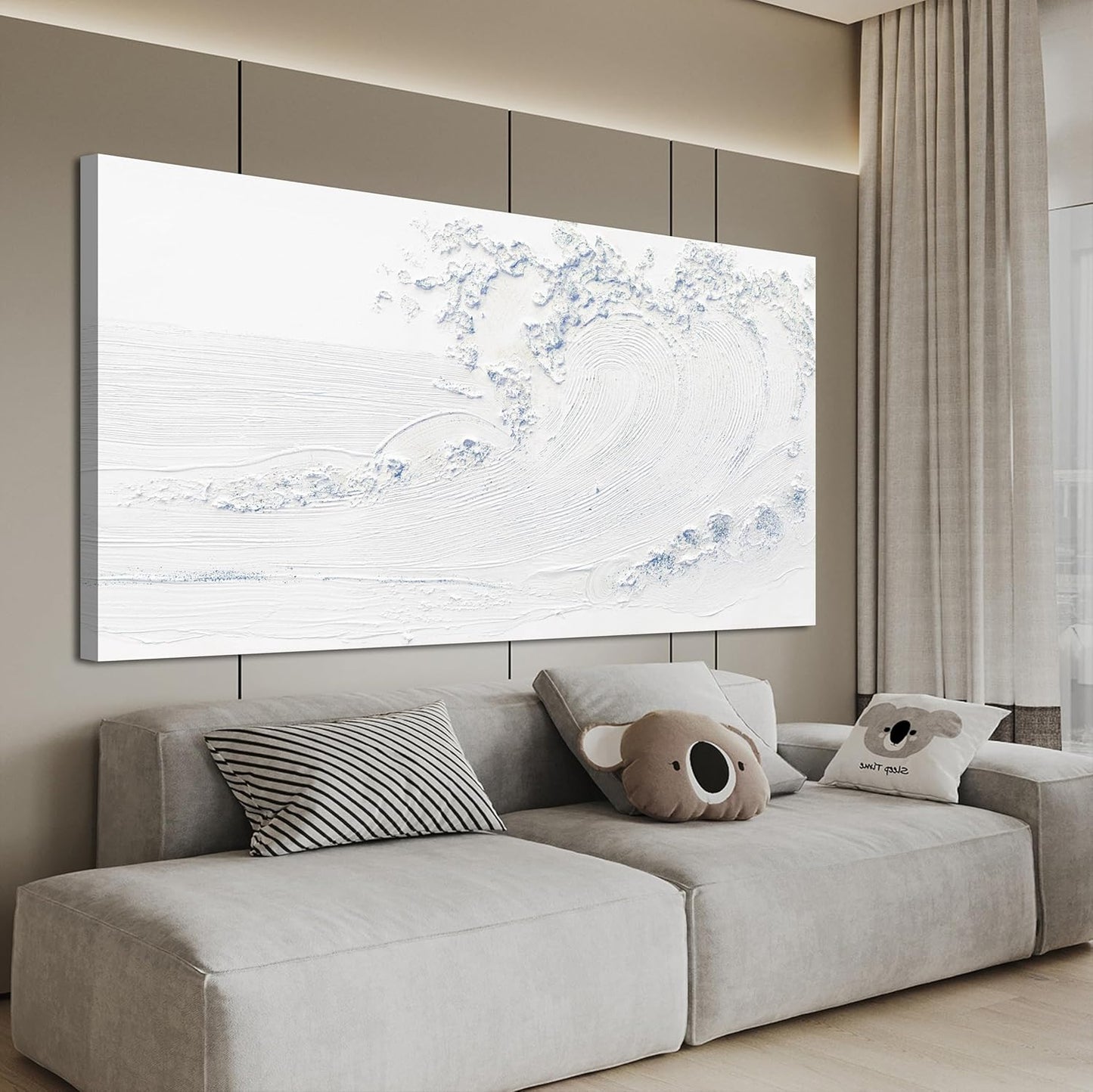 Canvas Wall Art Decor Modern Wall Art Pictures for Living Room White Blue Wave Wall Art Prints Wave Artwork for Walls Landscape Coastal Wall Art Decor Art Work for Home Office Room Wall Decor 20"x40"