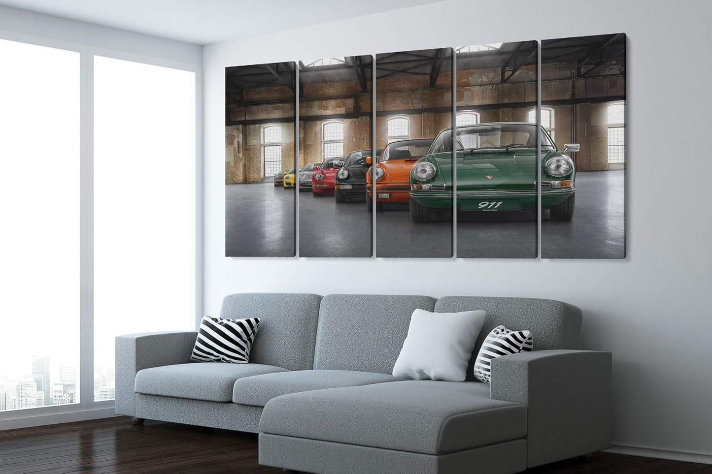 Porsche Car 911 Color Revolution Canvas Art Print Picture Wall Home Decor - Various Sizes (5 Pieces Cinema)