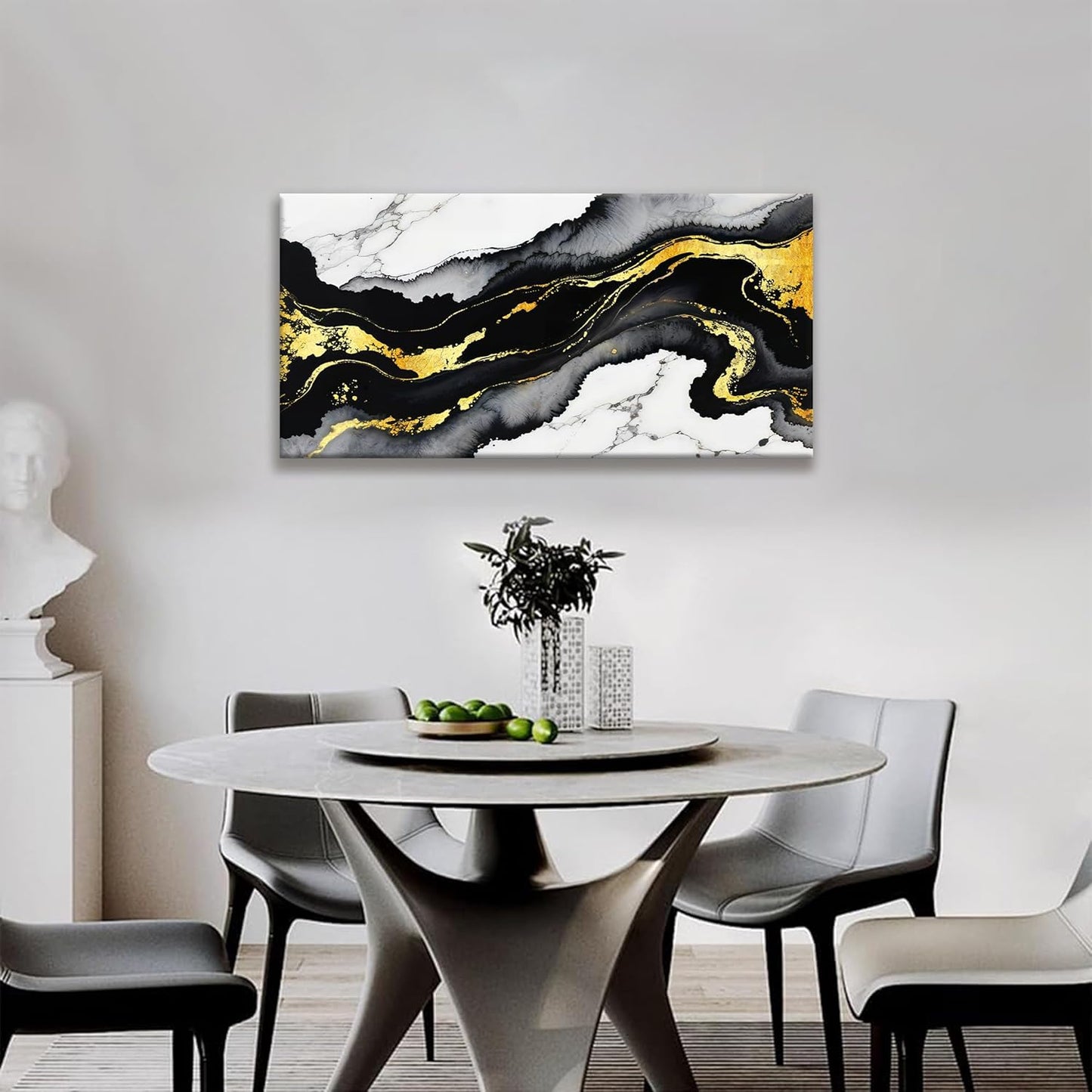 Black And Gold Abstract Wall Art Small Size Home Wall Decoration Modern Minimalist Abstract Wall Decor Canvas Art Wall Decor Marble Texture Painting Pictures For Bedroom Office Artwork 20"X40"