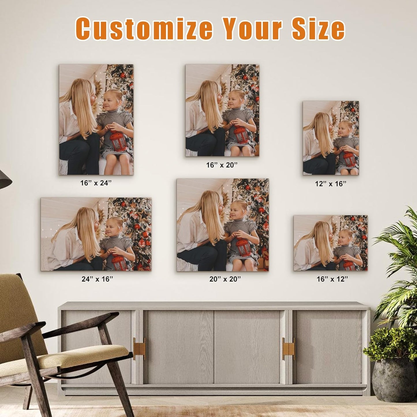 Custom Canvas Prints with Your Photos- Personalized Print Canvas Pictures, Custom Wall Art Gift for Living Room, Bedroom, Wedding Family Baby Pets Framed 24 x 16 inche