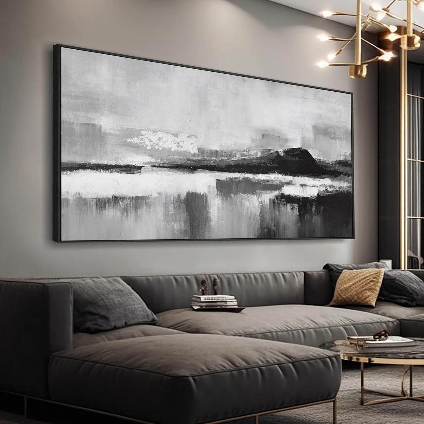 Abstract Wall Art Decor Large Canvas Art Wall Decor Prints Black and White Wall Art Decor Modern paintings Wall Decorations for Living Room Bedroom Kitchen Office 29" × 58"With Framed