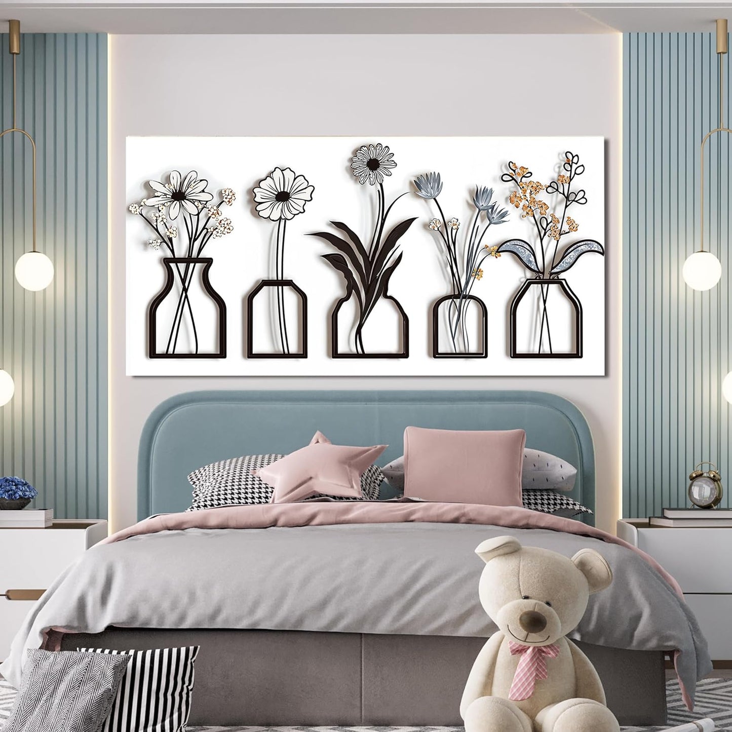 Canvas Wall Art Decor Large Modern Black and White Wall Art Decoratiions Abstract White Flower Wall Art Prints Large Art Work for Wall Decor Pictures for Living Room Home Office Decor 29" X 58"