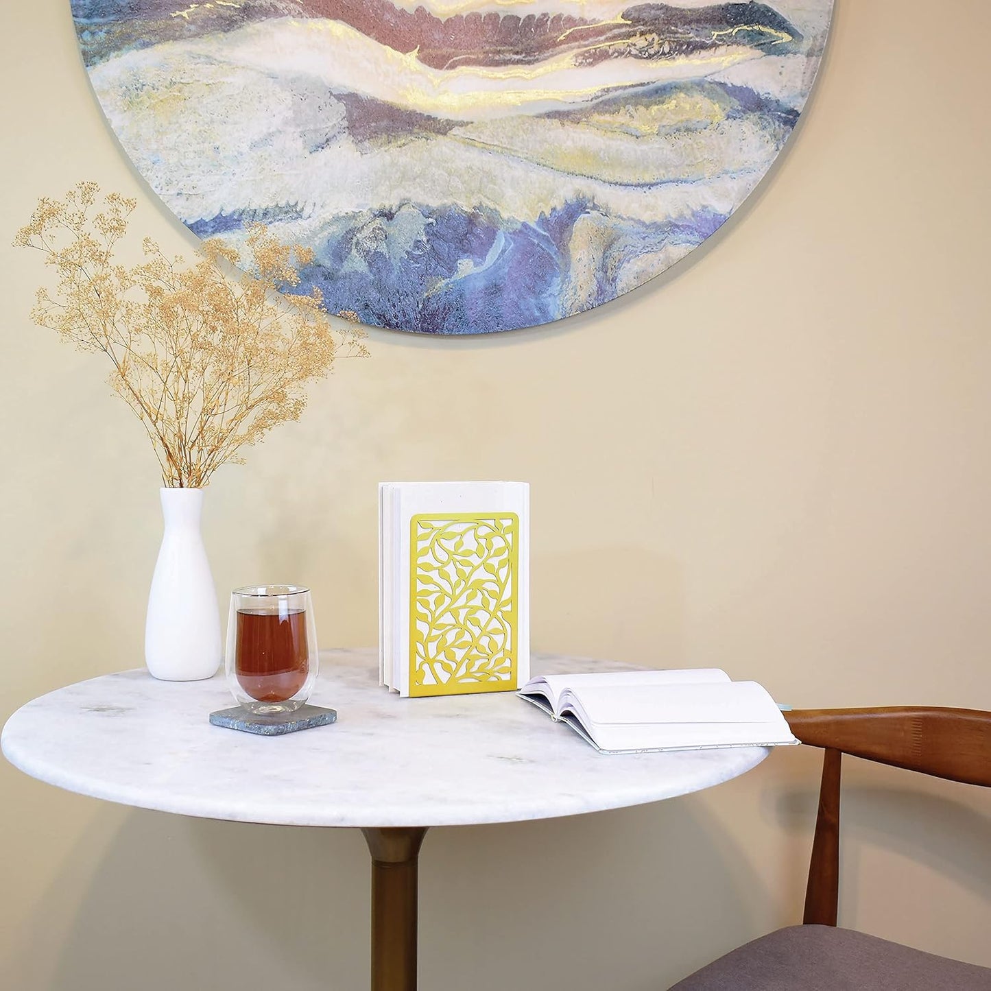 CNK Book Ends Bookends for Decorative Books Holder Bookend Shelves End Hold Heavy Duty Holders Stoppers Metal Stopper Cute Boho Bookshelf Holds Cookbook Office Home Set of 4 Bookends Pair Gold