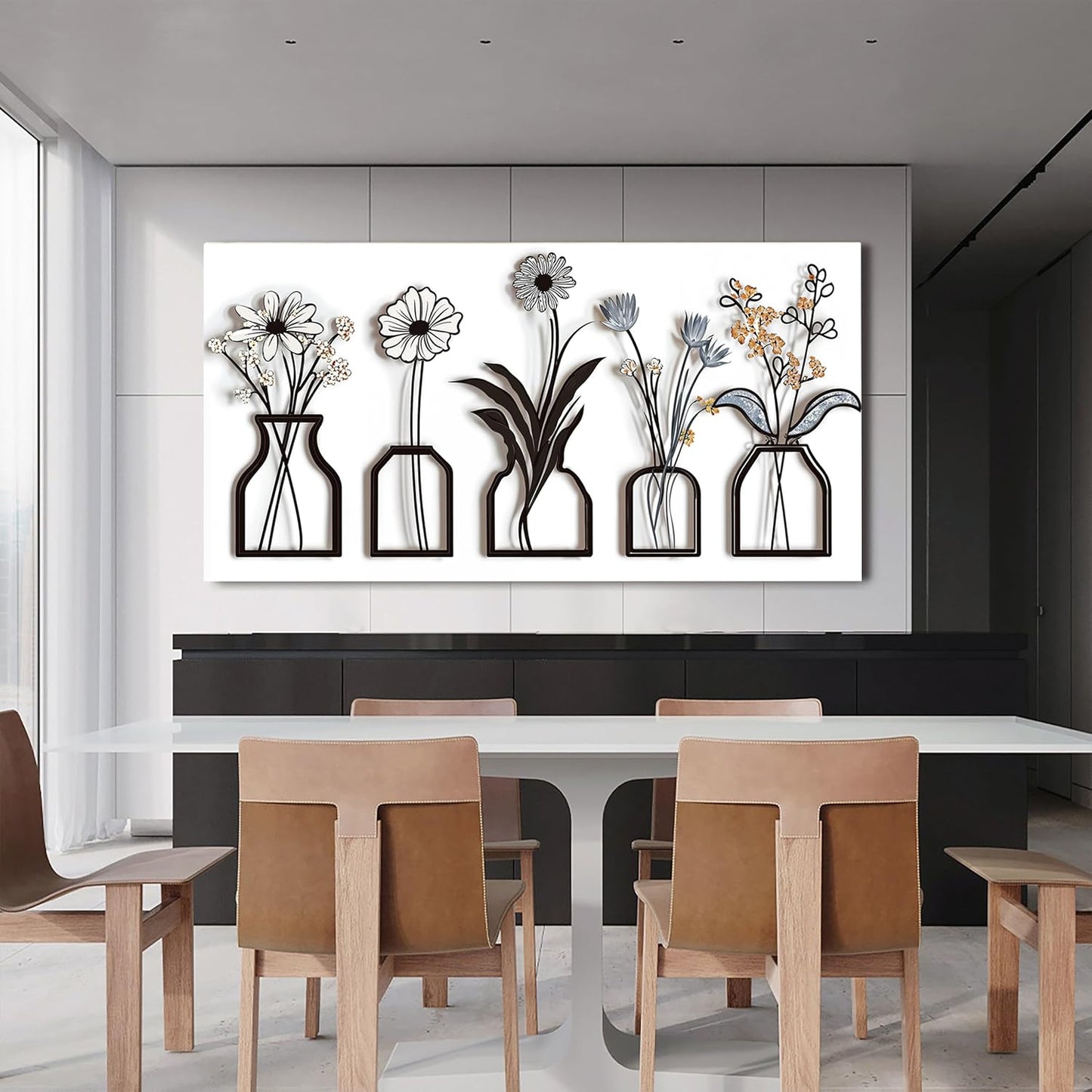 Canvas Wall Art Decor Large Modern Black and White Wall Art Decoratiions Abstract White Flower Wall Art Prints Large Art Work for Wall Decor Pictures for Living Room Home Office Decor 29" X 58"