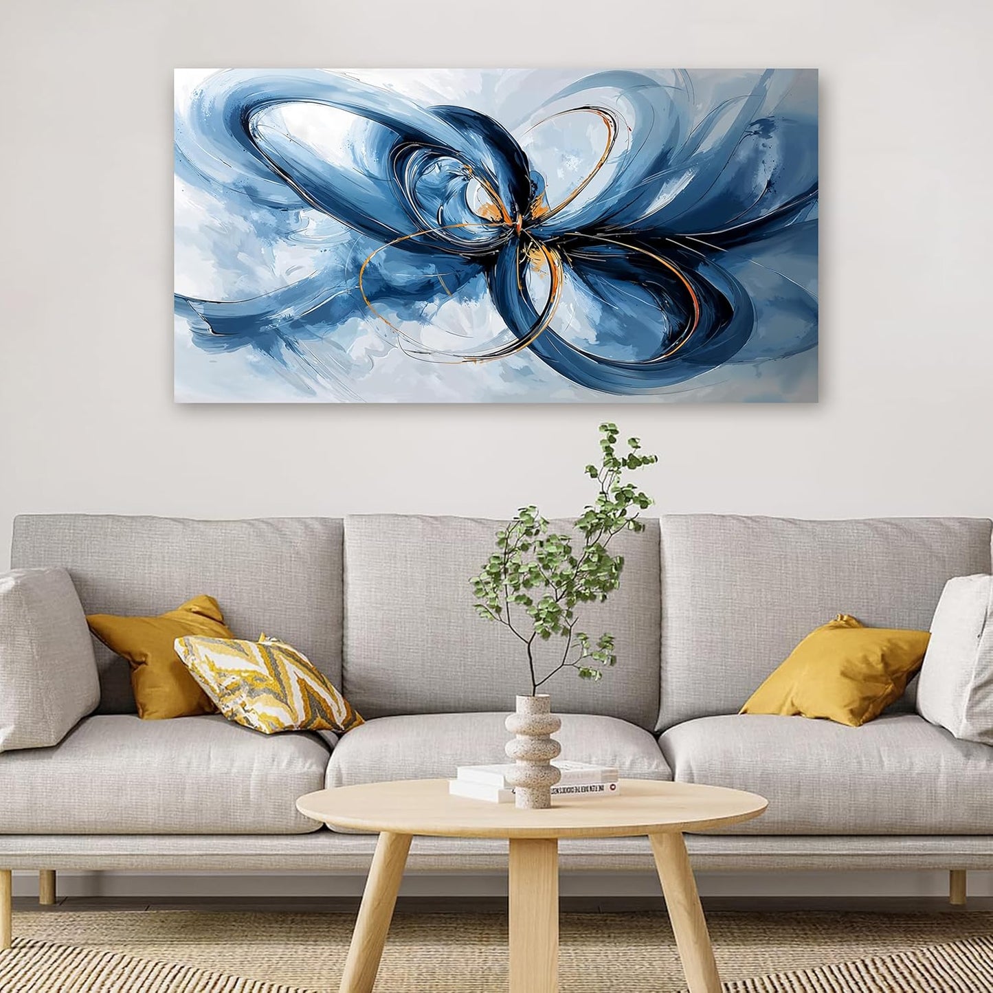 Canvas Wall Art Decor Modern Wall Art For Living Room Blue Abstract Wall Art Abstract Art Wall Decor Modern Artwork for Walls Canvas Prints Art Work For Home Kitchen Office Wall Decor 20" X 40"