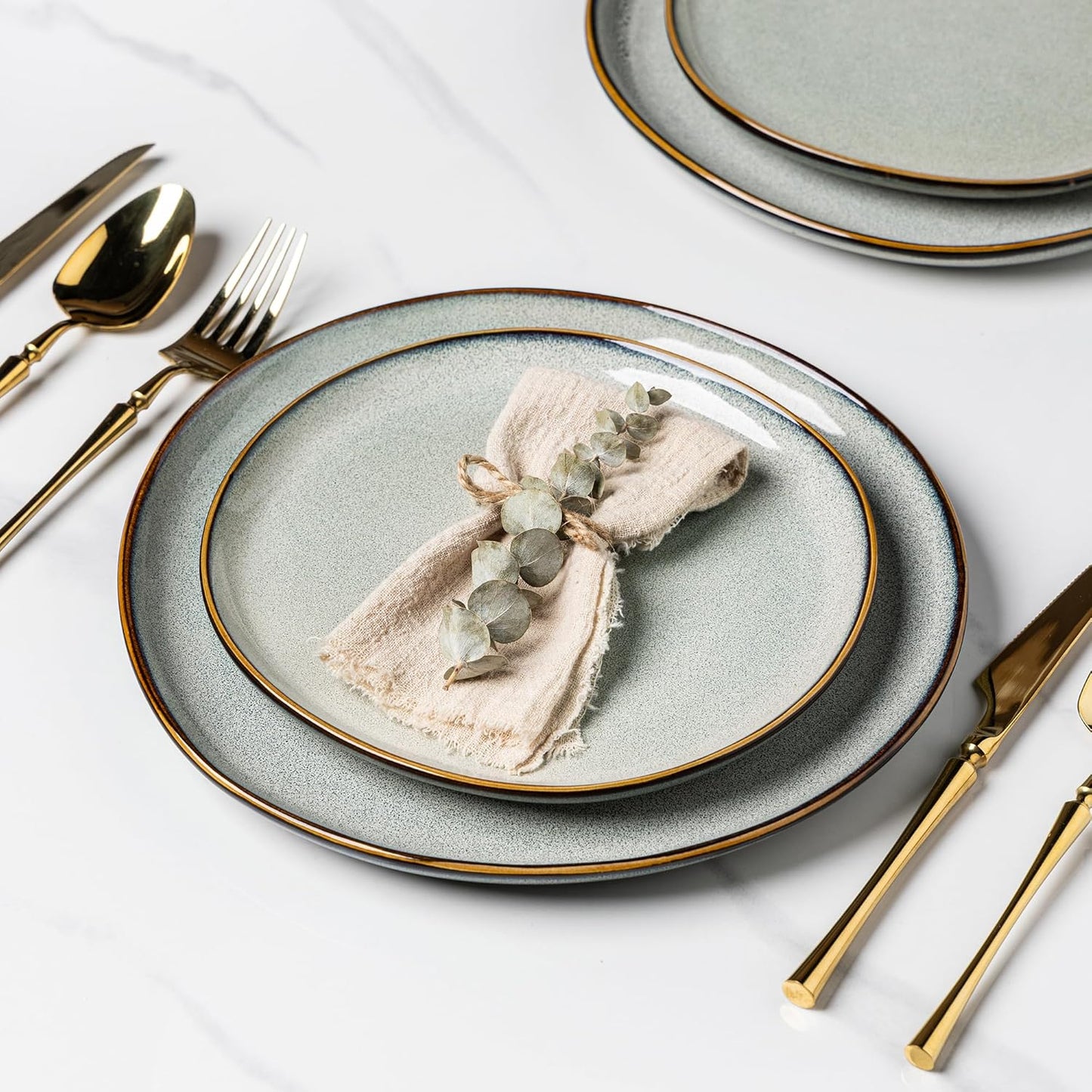 AmorArc Ceramic Dinnerware Sets,Handmade Reactive Glaze Stoneware Plates and Bowls Set,Highly Scratch Resistant | Dishwasher & Microwave Safe Dishes Set,Service for 8 (24pc)