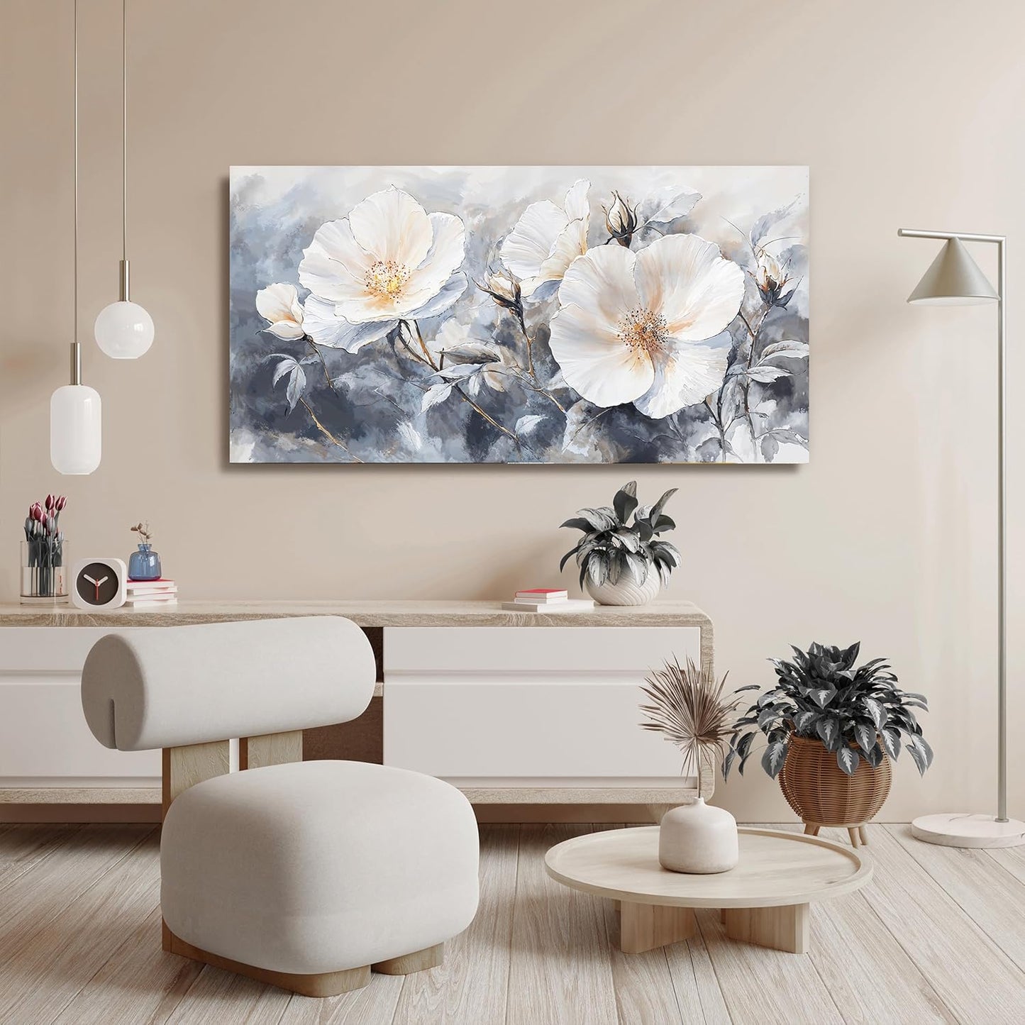 Canvas Wall Art Decor Black and White Wall Art Decorations Vintage Flower Wall Art Prints Wall Art Pictures for Living Room Canvas Art Wall Decor Artwork for Walls Bedroom Office Decor 20" X 40"