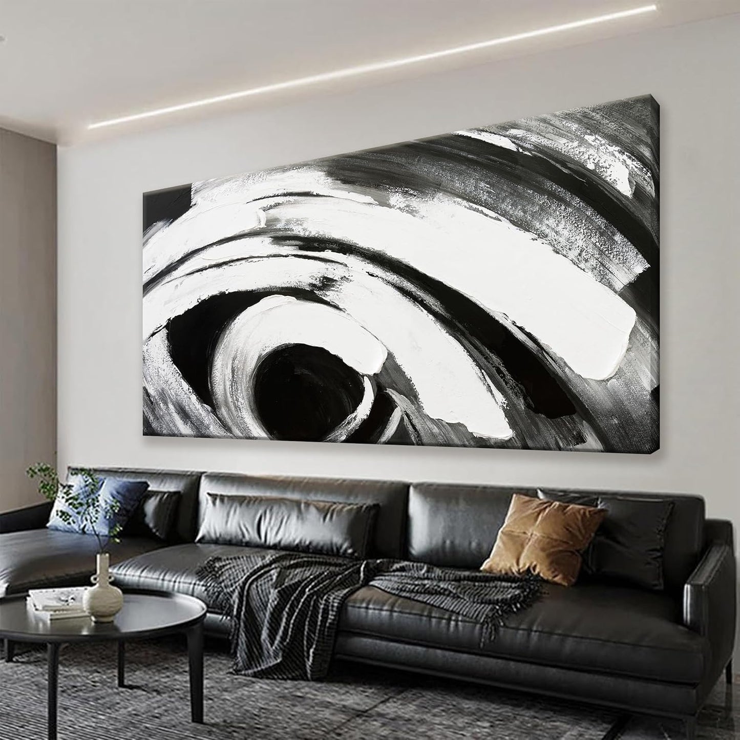 TAIJXAGSG Black And White Wall Art Modern Abstract Wall Decor Canvas Prints Picture Canvas Art Wall Decor Modern Wall Artwork Bedroom Living Room Office Decoration Ready To Hang 24"X48"