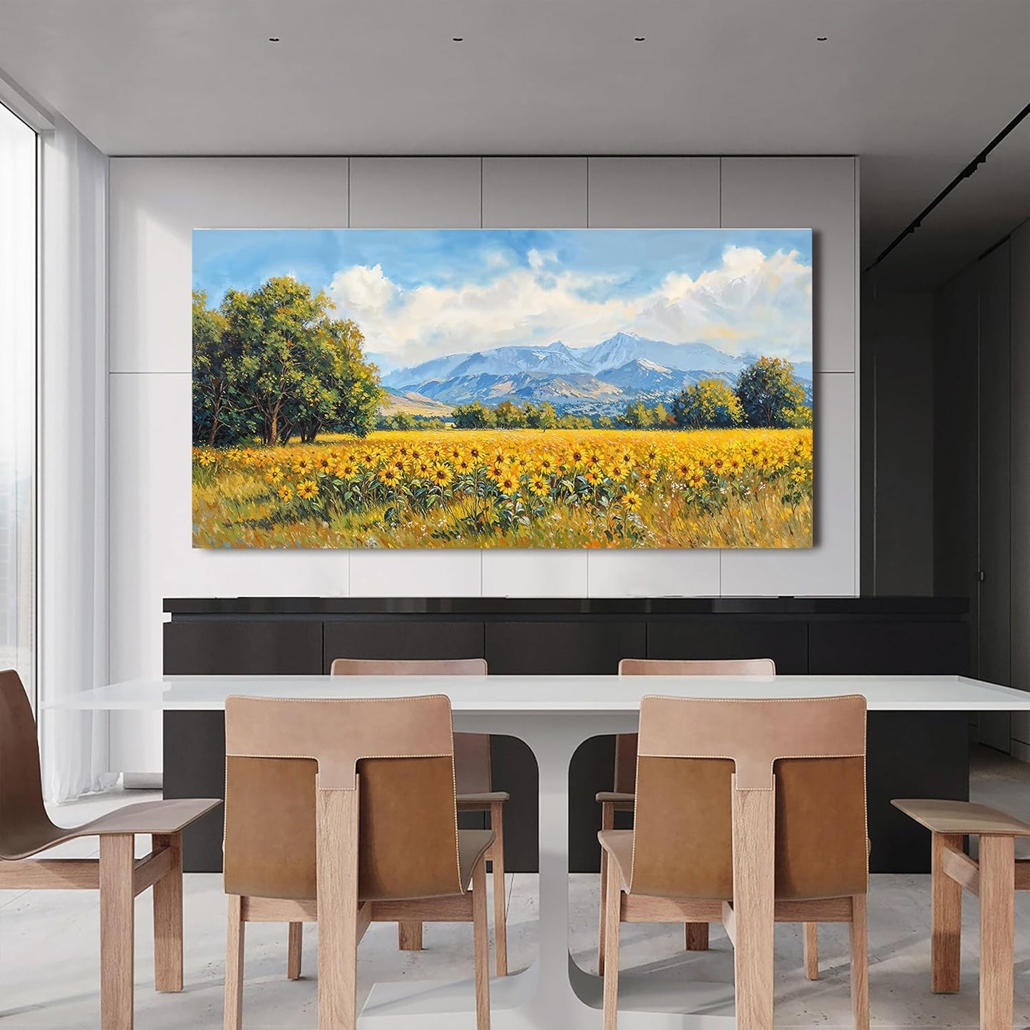 Canvas Oversized Wall Art Decor Large Wall Art Pictures for Living Room Canvas Art Wall Decor Mountain Wildflowers Wall Art Prints Landscape Artwork for Walls Bedroom Home Aesthetic Wall Art Decor 29"X58"