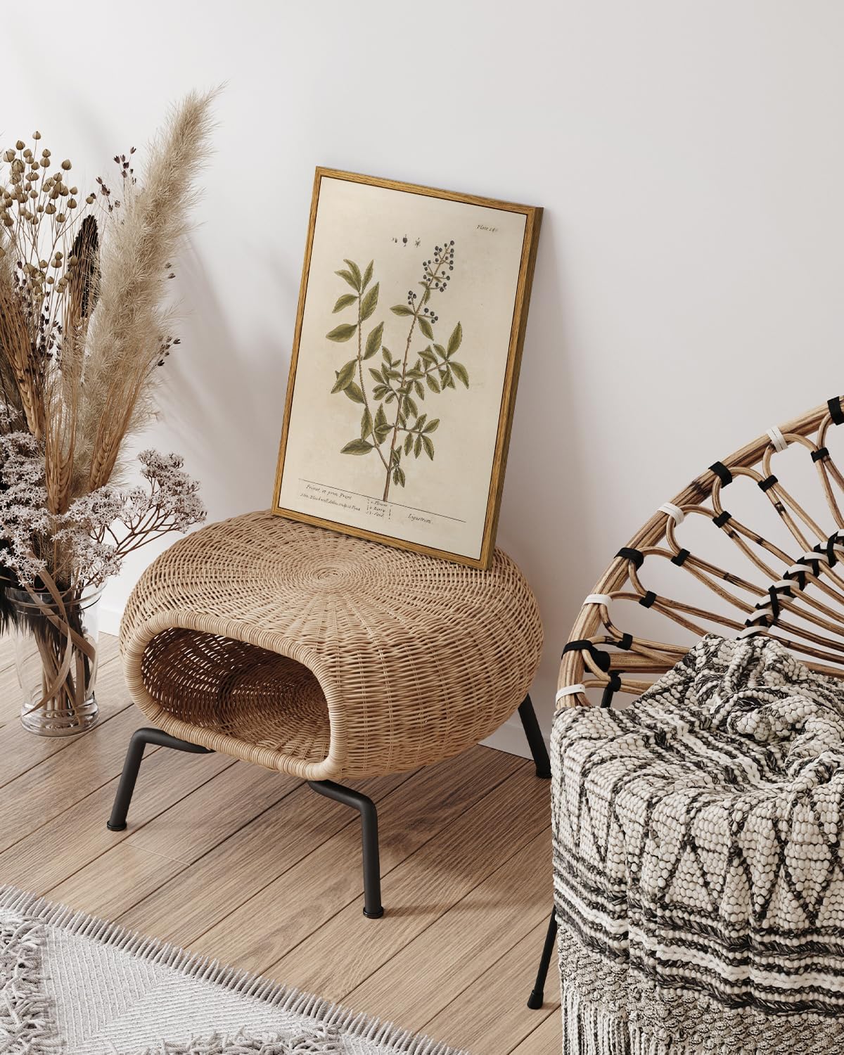 VIYYIEA Framed Canvas Wall Art Home Decor Boho Plant Wall Decor Minimalist Botanical Print Canvas Wall Art Pictures for Rustic Vintage Farmhouse Home Kitchen Room Decor 11x14in